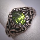 Antique Peridot Ring Wedding Filigree Victorian Art Deco Vintage