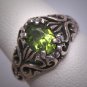 Antique Peridot Ring Wedding Filigree Victorian Art Deco Vintage