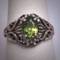 Antique Peridot Ring Wedding Filigree Victorian Art Deco Vintage