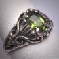 Antique Peridot Ring Wedding Filigree Victorian Art Deco Vintage