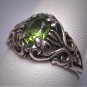 Antique Peridot Ring Wedding Filigree Victorian Art Deco Vintage