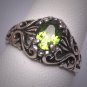 Antique Peridot Ring Wedding Filigree Victorian Art Deco Vintage