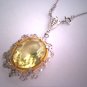 Antique Yellow Sapphire Necklace Vintage Art Deco Edwardian 1920 Sterling Silver Floral Filigree