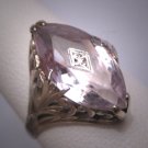 Antique Rose de France Amethyst Diamond Ring Art Deco Wedding Filigree 14K White Gold
