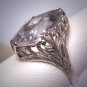 Antique Rose de France Amethyst Diamond Ring Art Deco Wedding Filigree 14K White Gold
