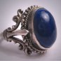 Antique Victorian Lapis Ring Etruscan Revival Silver c.1900