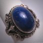 Antique Victorian Lapis Ring Etruscan Revival Silver c.1900
