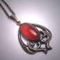 Antique Carnelian Cabochon Necklace Victorian Art Deco c.1900 Wedding Lavaliere
