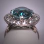 Rare Antique Platinum Blue Zircon Diamond Wedding Ring Edwardian - Art Deco Engagement 1910-20's