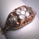 Antique Diamond Wedding Ring Victorian Deco Vintage 14K