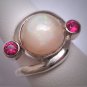 Antique Vintage Australian Opal Ruby Ring Retro Art Deco Wedding Modernist 1930's