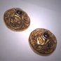 Vintage Georgian Victorian Garnet Etruscan Bronze Earrings