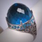 Antique Sapphire Ring Turquoise Enamel Vintage Victorian Art Deco Wedding Engagement 1920s
