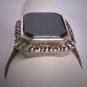 Antique Black Onyx Ring Victorian Art Deco Chased Ornate Euro Silver Setting 1920s
