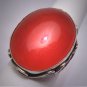 Antique Art Nouveau Carnelian Ring Vintage Floral Silver Victorian c.1890 Arts and Crafts