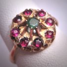 Antique Emerald Ruby Ring Georgian Victorian Yellow Gold Wedding c.1900