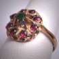 Antique Emerald Ruby Ring Georgian Victorian Yellow Gold Wedding c.1900