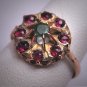 Antique Emerald Ruby Ring Georgian Victorian Yellow Gold Wedding c.1900