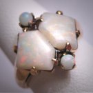 Antique Australian Opal Ring Vintage Art Deco Wedding 1930 Gold Geometric