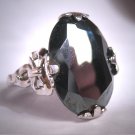 Antique Hematite Ring Bow Vintage Art Deco Victorian 1920