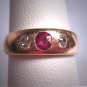 Antique Old Diamond and Ruby Wedding Ring Gold Band Victorian Mine Cut 5.5