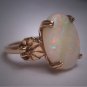 Antique Australian Opal Ring Vintage Art Deco Wedding Shell Design 1930
