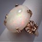 Antique Australian Opal Ring Vintage Art Deco Wedding Shell Design 1930