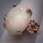 Antique Australian Opal Ring Vintage Art Deco Wedding Shell Design 1930