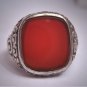 Antique Carnelian Ring Georgian Victorian Chased Silver Wedding - Georgian
