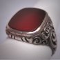 Antique Carnelian Ring Georgian Victorian Chased Silver Wedding - Georgian