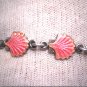 Vintage Pink Guilloche Enamel Shell Bracelet European Antique Denmark Danish Silver Art Deco