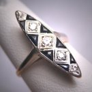 Antique Vintage Platinum 18K Sapphire Diamond Wedding Ring Art Deco 1920