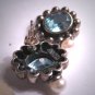 Vintage Victorian Blue Topaz Pearl Earrings Estate Silver Georgian