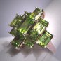 Stunning Vintage Peridot Ring Retro Art Deco Gemstone Wedding Emerald Cut