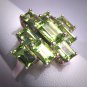 Stunning Vintage Peridot Ring Retro Art Deco Gemstone Wedding Emerald Cut