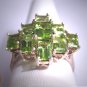 Stunning Vintage Peridot Ring Retro Art Deco Gemstone Wedding Emerald Cut