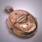Antique Victorian Ornate Engraved Black Enamel Locket Vintage 14K Gold 1800's Pendant