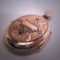 Antique Victorian Ornate Engraved Black Enamel Locket Vintage 14K Gold 1800's Pendant