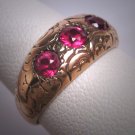 Antique Victorian Ruby Wedding Ring Chased 14K Gold Band c.1900