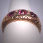 Antique Victorian Ruby Wedding Ring Chased 14K Gold Band c.1900