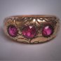 Antique Victorian Ruby Wedding Ring Chased 14K Gold Band c.1900