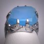 Antique Blue Opalite Ring Vintage Art Deco Filigree Bow Design 1920