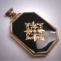 Antique Black Enamel Gold Locket Pendant Seed Pearl Victorian Art Deco 1920