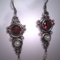 Vintage Garnet Pearl Earrings Victorian Georgian Revival Dangle Drop