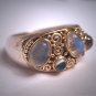 Vintage Moonstone Ring Modernist Designer Band Wedding Gold and Silver Steven Battelle