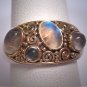 Vintage Moonstone Ring Modernist Designer Band Wedding Gold and Silver Steven Battelle