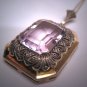 Antique Rose de France Amethyst Silver Necklace Vintage Art Deco Renaissance Revival