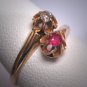 Antique Ruby and Mine Cut Diamond Wedding Ring Gold Victorian - Art Deco c.1900