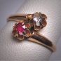 Antique Ruby and Mine Cut Diamond Wedding Ring Gold Victorian - Art Deco c.1900