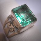 Estate Emerald Wedding Ring Retro Art Deco Style Vintage Filigree Band